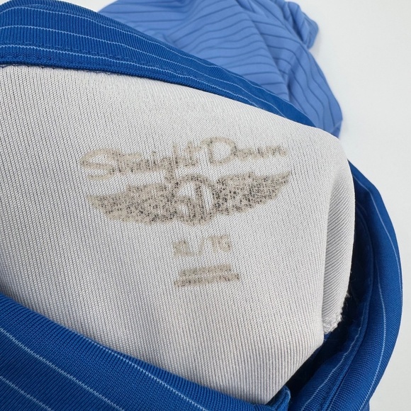 Straight Down Polo Shirt Men XL Blue Golf Performance Stripes Short Sleeves - Picture 7 of 11